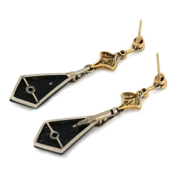 Art Deco European Cut Diamond Platinum 18kEarrings - Picture 4 of 5